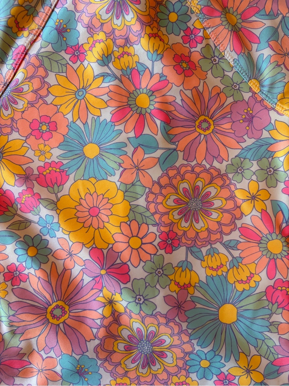 Bright Floral Zip-Front Rashguard One-Piece Long Sleeve Swimsuit Girls XS(4-5) - Picture 9 of 10